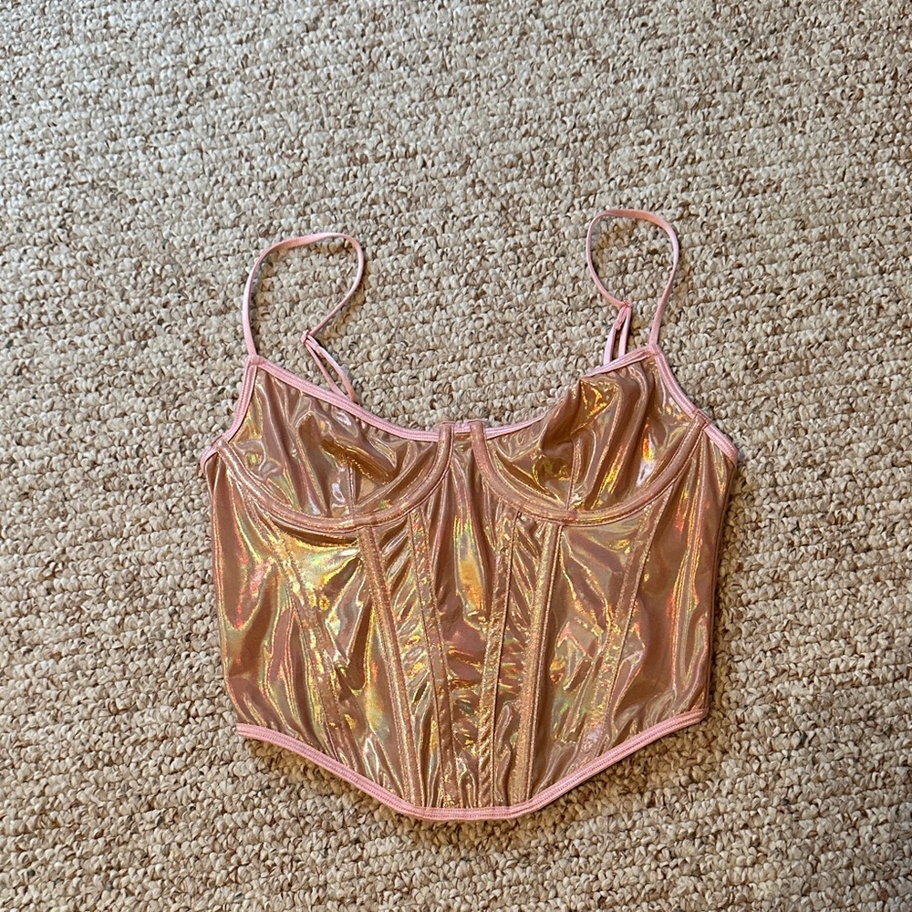 Urban Outfiters Iridescent Pink Corset Top